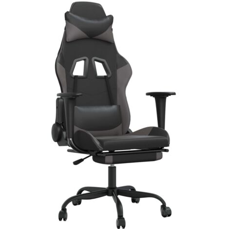 Chaise de jeu  Chaise de Gaming avec repose-pied Noir et gris Similicuir