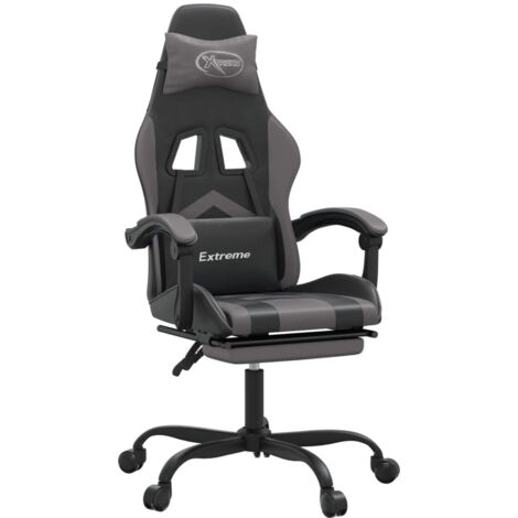 Chaise de jeu  Chaise de Gaming avec repose-pied Noir et gris Similicuir