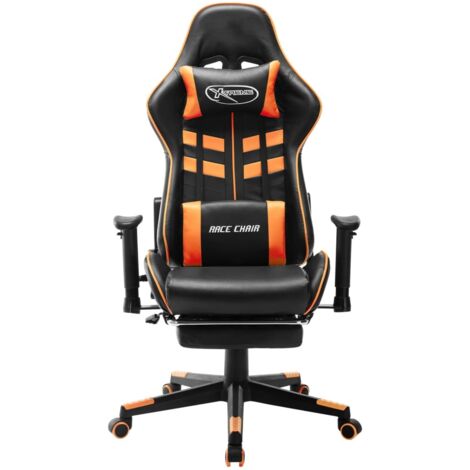 Chaise de jeu  Chaise de Gaming avec repose-pied Noir et orange Cuir artificiel