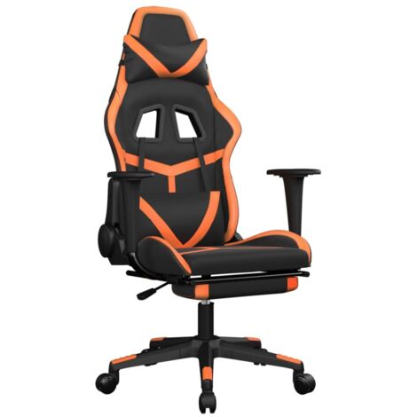 Chaise de jeu Chaise de Gaming avec repose-pied Noir et orange Similicuir