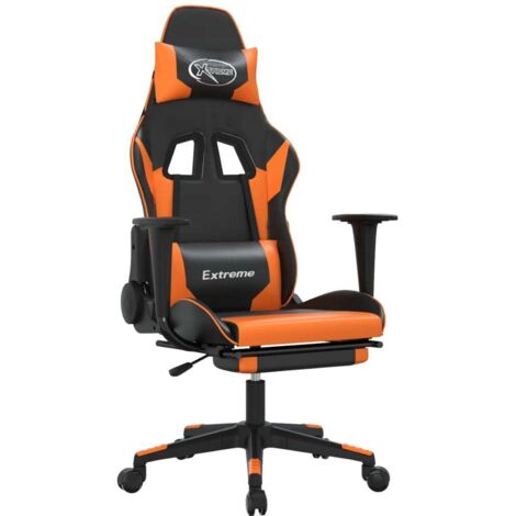 Chaise de jeu Chaise de Gaming avec repose-pied Noir et orange Similicuir