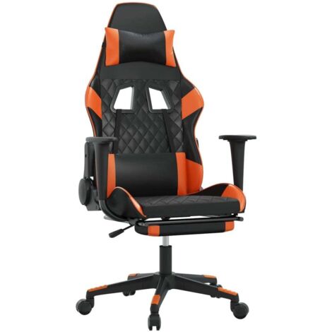 Chaise de jeu  Chaise de Gaming avec repose-pied Noir et orange Similicuir