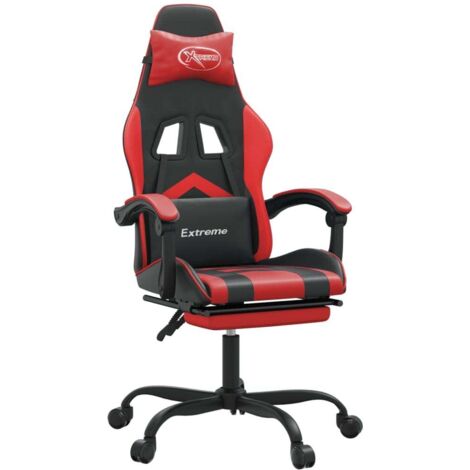 Chaise de jeu Chaise de Gaming avec repose-pied Noir et rouge Similicuir