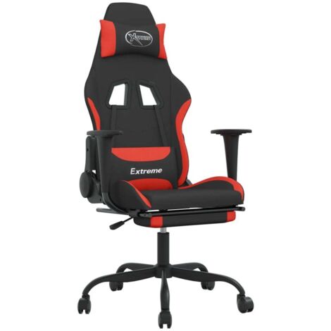 Chaise de jeu Chaise de Gaming avec repose-pied Noir et rouge Tissu