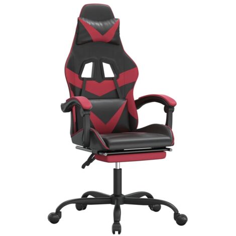 Chaise de jeu  Chaise de Gaming avec repose-pied Noir/rouge bordeaux Similicuir