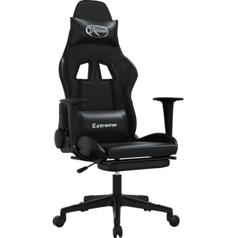 Chaise de jeu  Chaise de Gaming avec repose-pied Noir Similicuir