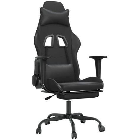 Chaise de jeu  Chaise de Gaming avec repose-pied Noir Similicuir