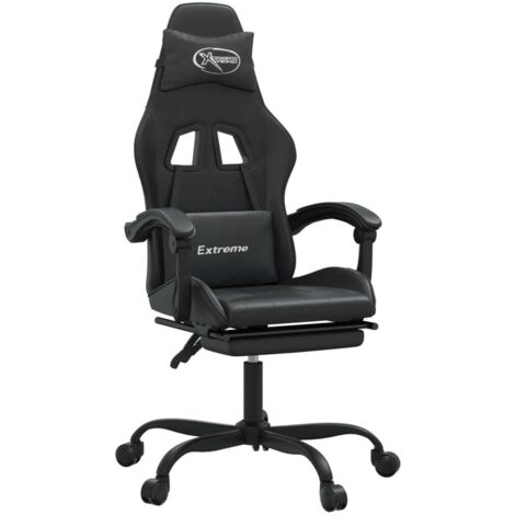 Chaise de jeu  Chaise de Gaming avec repose-pied Noir Similicuir