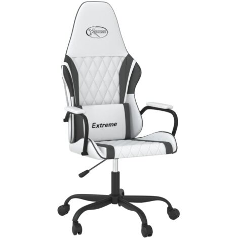 Chaise de jeu  Chaise de Gaming Blanc et noir Similicuir