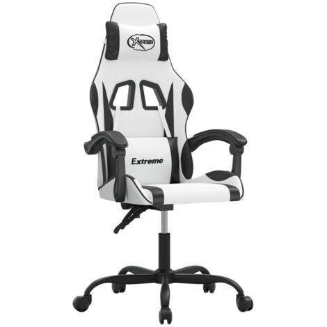 Chaise de jeu  Chaise de Gaming Blanc et noir Similicuir