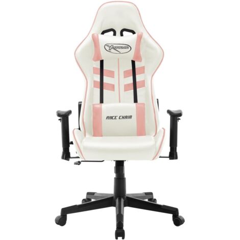 Chaise de jeu Chaise de Gaming Blanc et rose Cuir artificiel