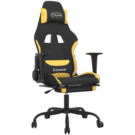 Chaise de jeu  Chaise de Gaming de massage avec repose-pied Noir et jaune Tissu