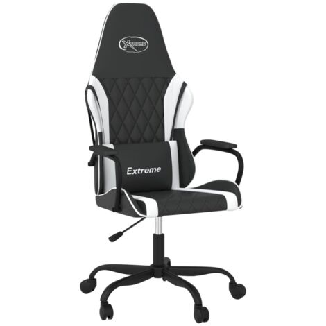 Chaise de jeu  Chaise de Gaming de massage Noir et blanc Similicuir