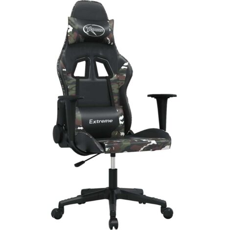 Chaise de jeu  Chaise de Gaming de massage Noir et camouflage Similicuir
