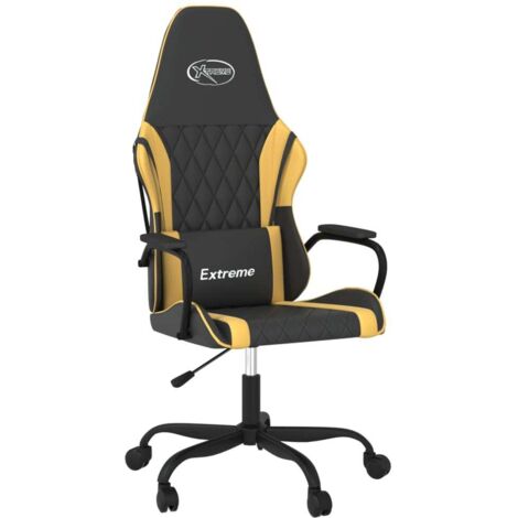 Chaise de jeu  Chaise de Gaming de massage Noir et doré Similicuir