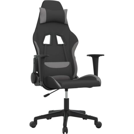 Chaise de jeu  Chaise de Gaming de massage Noir et gris clair Tissu