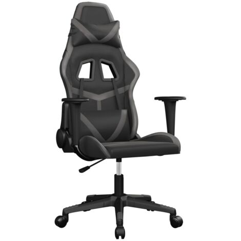 Chaise de jeu  Chaise de Gaming de massage Noir et gris Similicuir