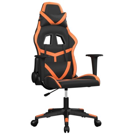 Chaise de jeu  Chaise de Gaming de massage Noir et orange Similicuir