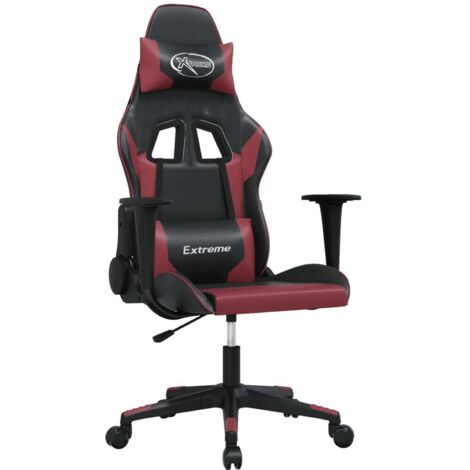 Chaise de jeu  Chaise de Gaming de massage Noir et rouge bordeaux Similicuir