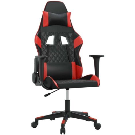 Chaise de jeu  Chaise de Gaming de massage Noir et rouge Similicuir