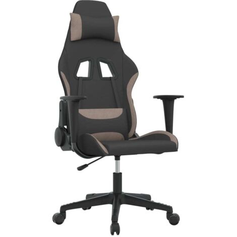 Chaise de jeu  Chaise de Gaming de massage Noir et taupe Tissu