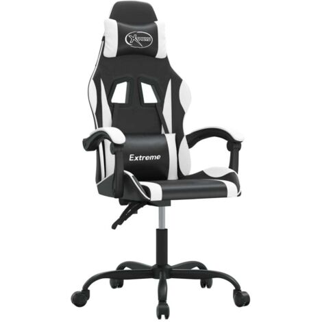 Chaise de jeu  Chaise de Gaming Noir et blanc Similicuir