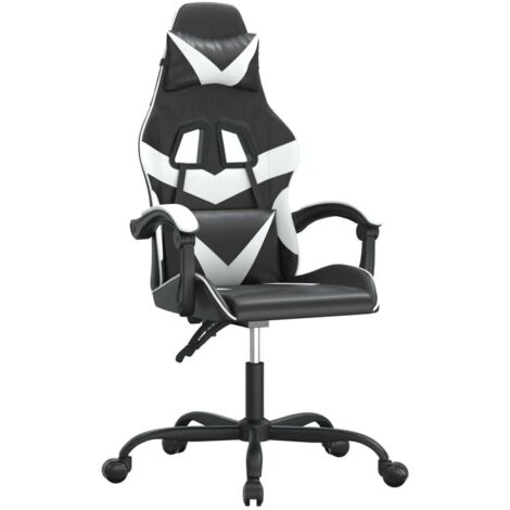 Chaise de jeu  Chaise de Gaming Noir et blanc Similicuir