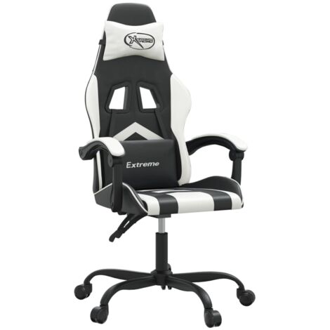 Chaise de jeu  Chaise de Gaming Noir et blanc Similicuir
