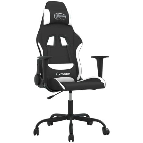 Chaise de jeu  Chaise de Gaming Noir et blanc Tissu