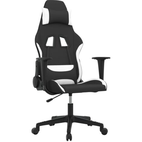 Chaise de jeu  Chaise de Gaming Noir et blanc Tissu
