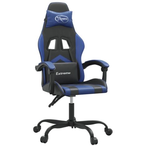 Chaise de jeu  Chaise de Gaming Noir et bleu Similicuir