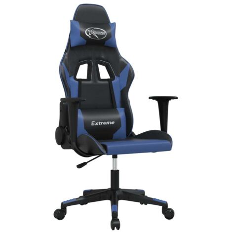 Chaise de jeu  Chaise de Gaming Noir et bleu Similicuir