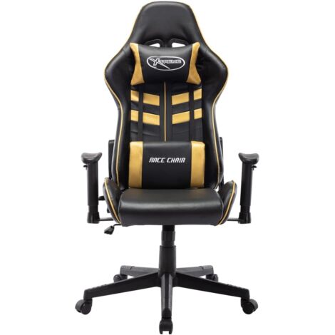 Chaise de jeu  Chaise de Gaming Noir et doré Cuir artificiel