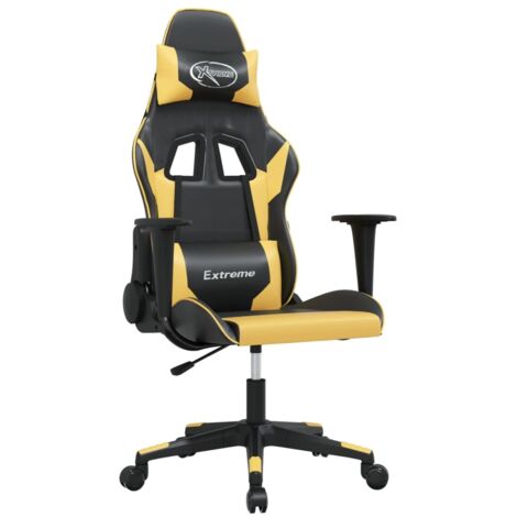 Chaise de jeu  Chaise de Gaming Noir et doré Similicuir