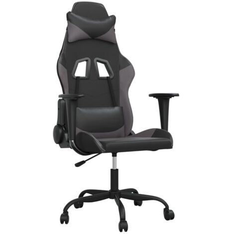 Chaise de jeu  Chaise de Gaming Noir et gris Similicuir