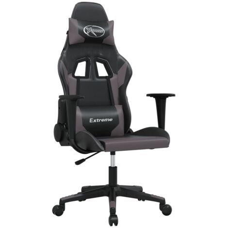 Chaise de jeu  Chaise de Gaming Noir et gris Similicuir
