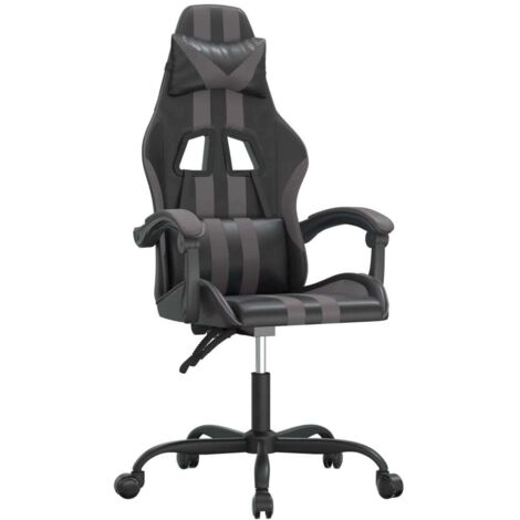 Chaise de jeu  Chaise de Gaming Noir et gris Similicuir