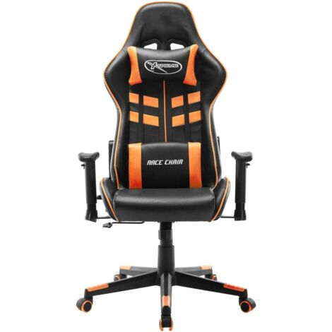 Chaise de jeu  Chaise de Gaming Noir et orange Cuir artificiel