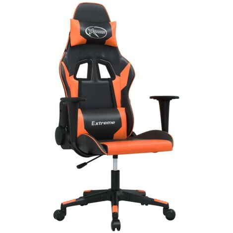 Chaise de jeu  Chaise de Gaming Noir et orange Similicuir
