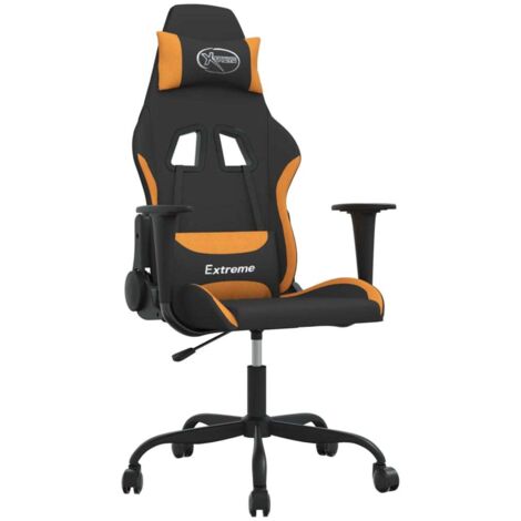 Chaise de jeu  Chaise de Gaming Noir et orange Tissu