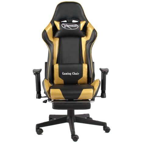 Chaise de jeu  Chaise de Gaming pivotante avec repose-pied Doré PVC