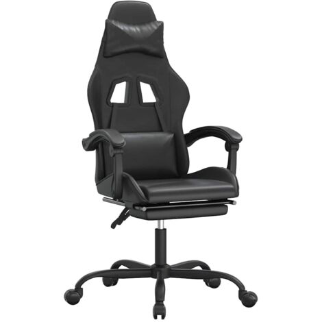 Chaise de jeu Chaise de Gaming pivotante avec repose-pied Noir Similicuir