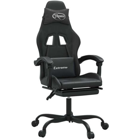 Chaise de jeu Chaise de Gaming pivotante avec repose-pied Noir Similicuir