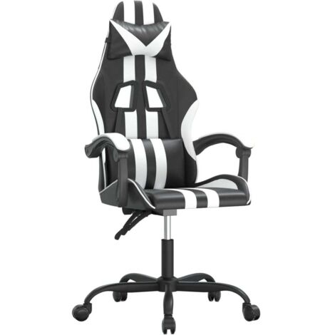 Chaise de jeu  Chaise de Gaming pivotante Noir et blanc Similicuir