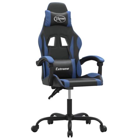 Chaise de jeu  Chaise de Gaming pivotante Noir et bleu Similicuir