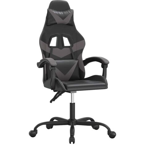 Chaise de jeu  Chaise de Gaming pivotante Noir et gris Similicuir