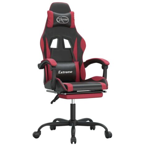 Chaise de jeu  Chaise de Gaming pivotante repose-pied Noir bordeaux Similicuir