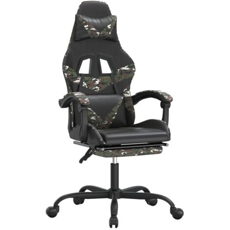 Chaise de jeu  Chaise de Gaming pivotante repose-pied Noir camouflage Similicuir