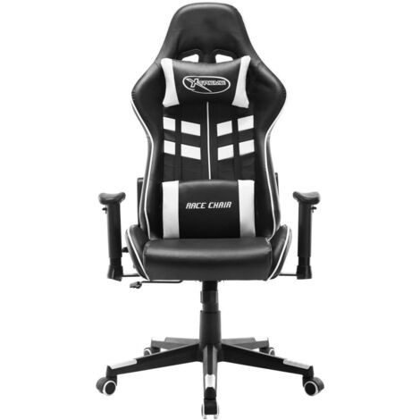 Chaise de jeu, Chaise Gaming Noir et blanc Cuir artificiel CFW20183