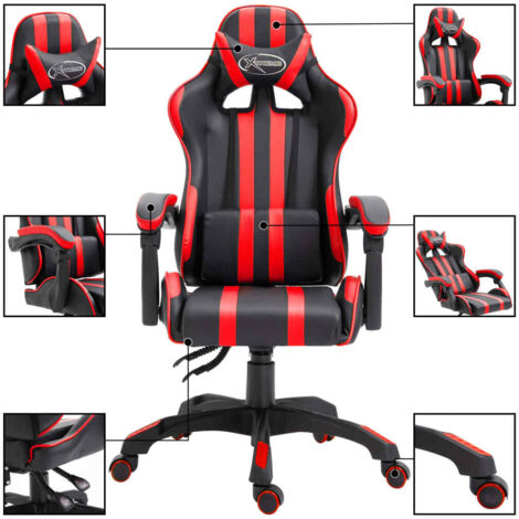 Chaise de jeu, Chaise Gaming Rouge Similicuir CFW13662